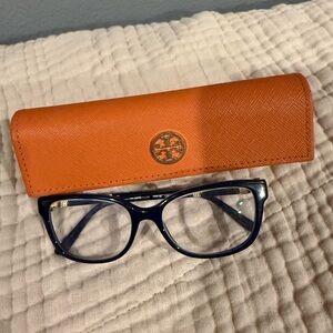 Tory Burch Black Eyewear with Bold Orange Case